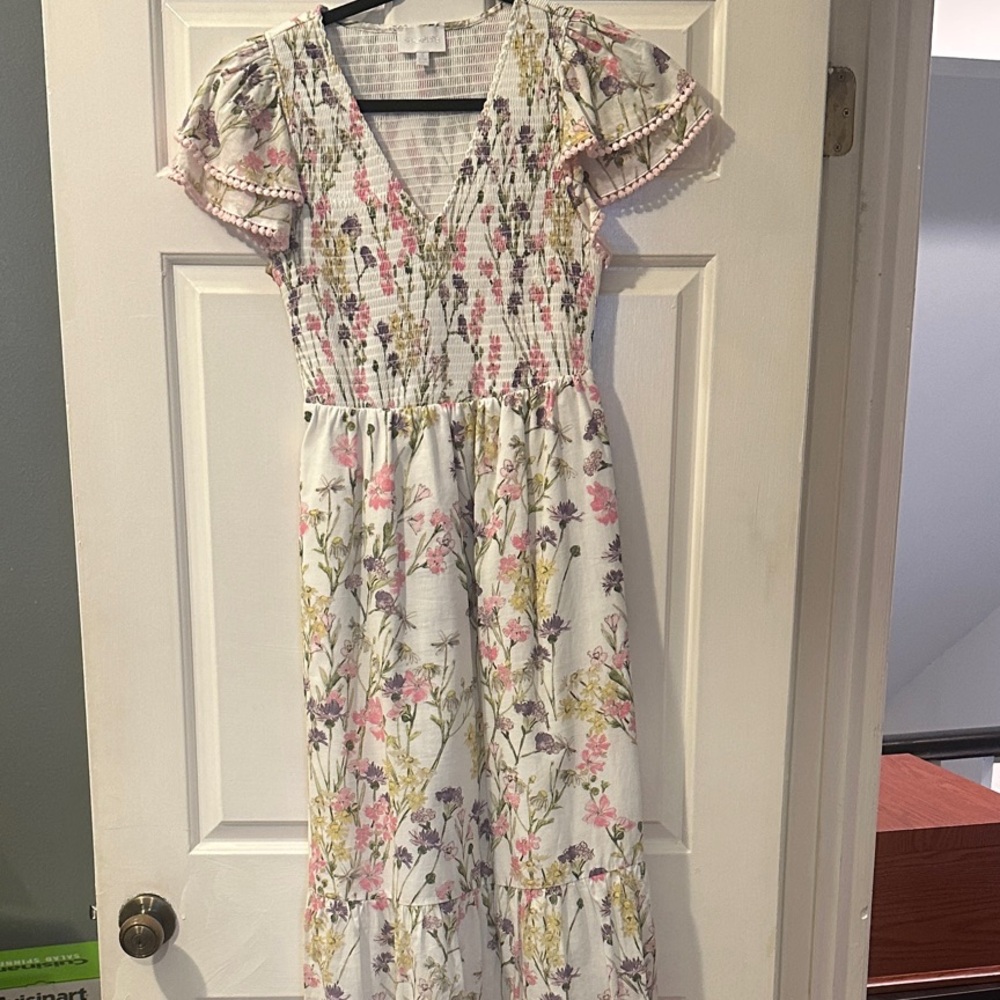 Floral V-Neck Midi ankle Dress